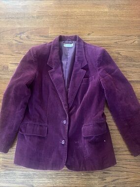 Vintage Women's Corduroy Blazer Jacket in Deep Plum 14